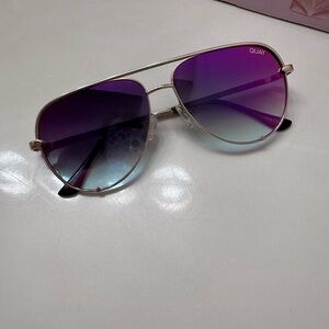 Quay Australia High Key Mini Purple Gradient Aviator Sunglasses